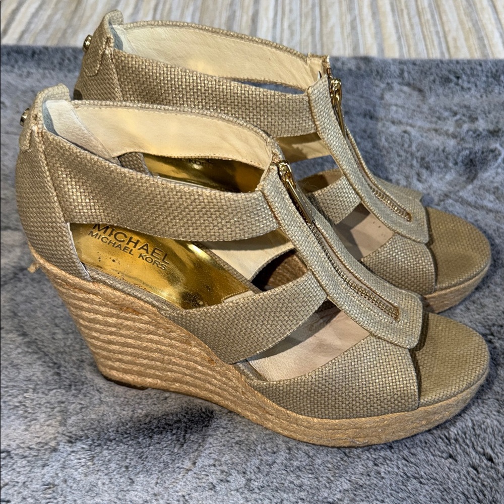Michael Kors Beige Wedge Sandals - Picture 2 of 4